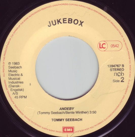 Tommy Seebach : Snorkel Og Gummitæer / Andeby (7", Single, Jukebox)