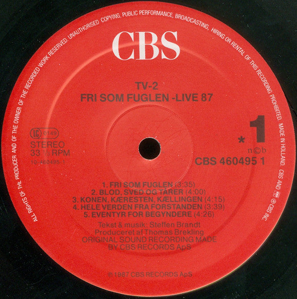tv•2* : Fri Som Fuglen - Live 87 (2xLP)