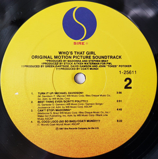 Madonna : Who's That Girl (Original Motion Picture Soundtrack) (LP, Album, All)