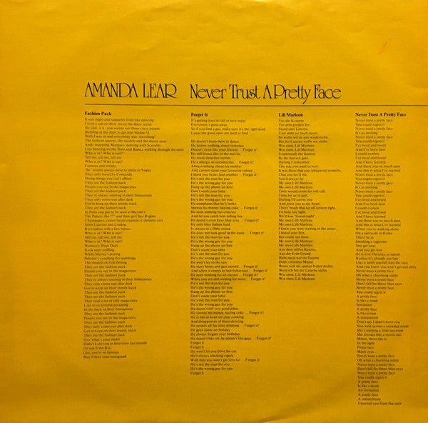 Amanda Lear - Never Trust A Pretty Face (LP) (Very Good Plus (VG+)) - Skanderborg Vinyl