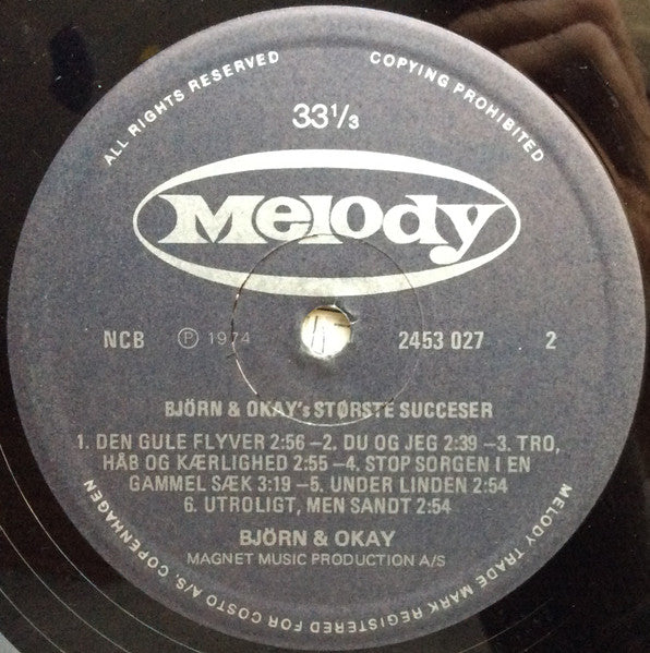 Bjørn & Okay : Bjørn & Okay's Største Succes'er (LP, Comp)