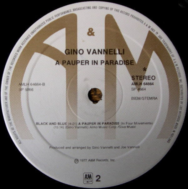 Gino Vannelli : A Pauper In Paradise (LP, Album, Tex)