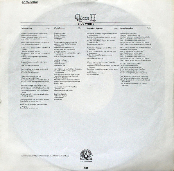 Queen : Queen II (LP, Album, RE, Gat)