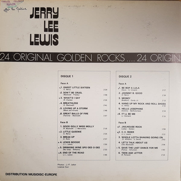 Jerry Lee Lewis : 24 Original Golden Rocks (2xLP, Comp, RP)