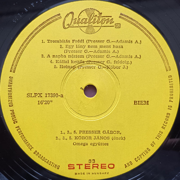 Omega (5) : Trombitás Frédi És A Rettenetes Emberek (LP, Album, Yel)