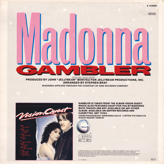 Madonna : Gambler (Extended Dance Remix) (12", Maxi)