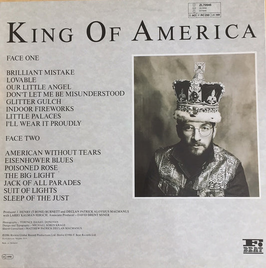 The Costello Show Featuring The Attractions And Confederates* : King Of America (LP, Album)