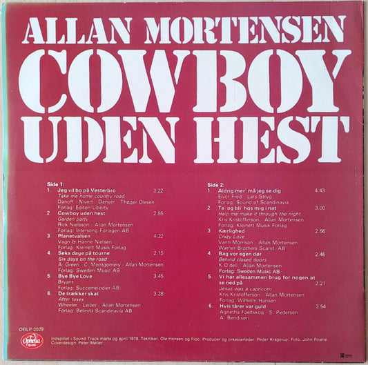 Allan Mortensen - Cowboy Uden Hest (LP) (Very Good Plus (VG+)) - Skanderborg Vinyl
