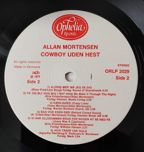 Allan Mortensen - Cowboy Uden Hest (LP) (Very Good Plus (VG+)) - Skanderborg Vinyl