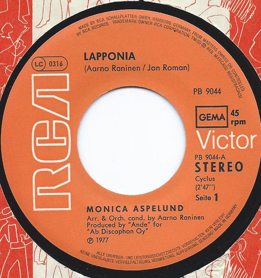 Monica Aspelund : Lapponia (7", Single)