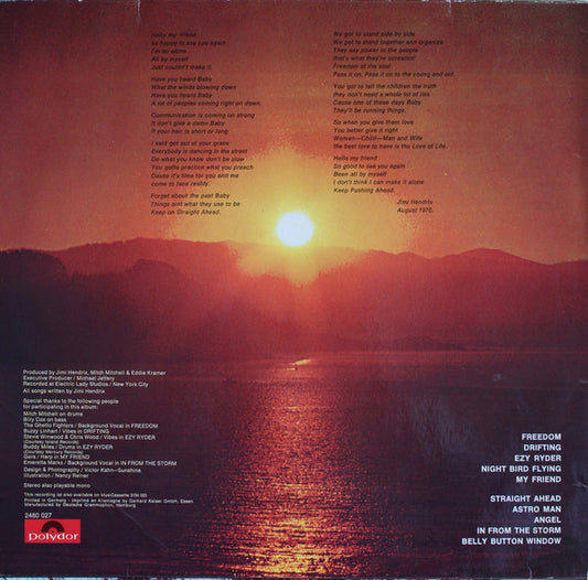 Jimi Hendrix : The Cry Of Love (LP, Album, No )