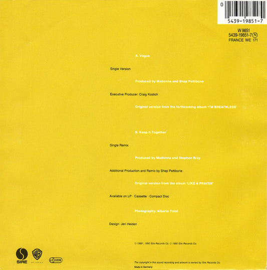Madonna : Vogue (7", Single, Sol)