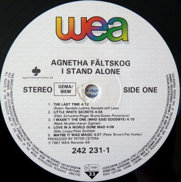 Agnetha Fältskog : I Stand Alone (LP, Album)