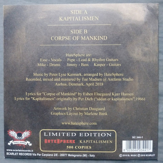 HateSphere : Kapitalismen (7", Single, Ltd)
