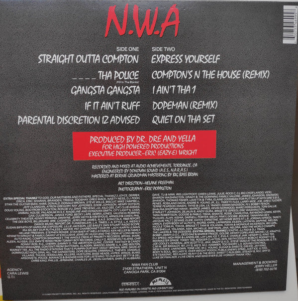 N.W.A* : Straight Outta Compton (LP, Album, RE, RP, MPO)