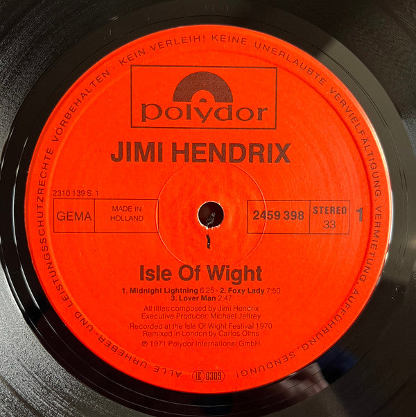Jimi Hendrix : Isle Of Wight (LP, Album, RE)