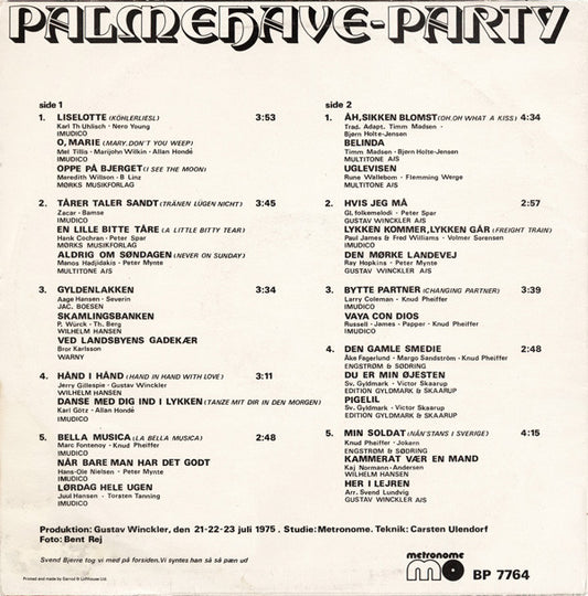 Katy Bødtger Og Gustav Winckler Og Svend Lundvigs Orkester : Palmehave-Party (LP, Album)