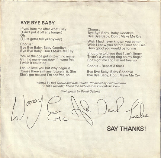 Bay City Rollers : Bye Bye Baby (7", Single)