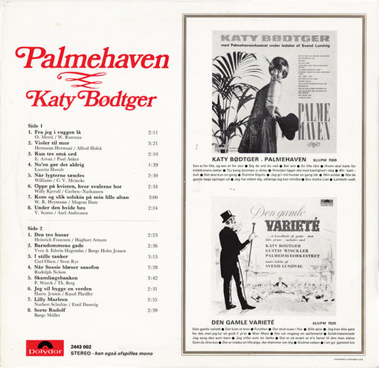 Katy Bødtger Med Palmehaveorkestret Under Ledelse Af Svend Lundvig : Palmehaven II (LP, Album)