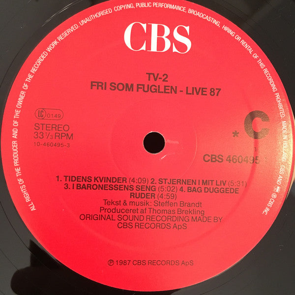 tv-2 : Fri Som Fuglen - Live 87 (2xLP)