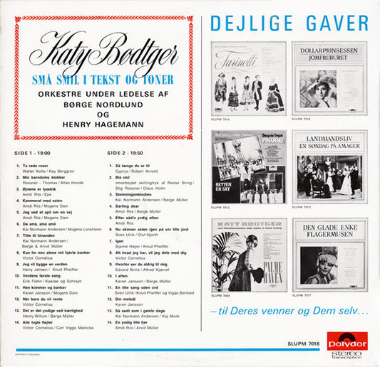 Katy Bødtger : Små Smil I Tekst Og Toner (LP, Comp)