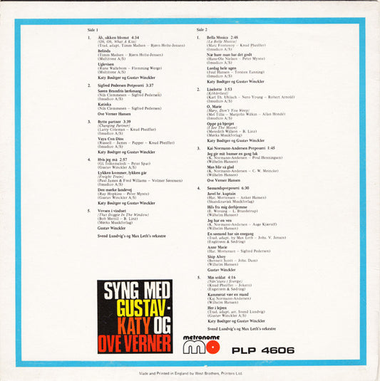 Gustav Winckler, Katy Bødtger Og Ove Verner Hansen : Syng Med Gustav - Katy Og Ove Verner (LP)