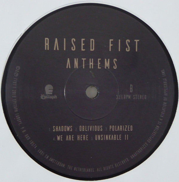 Raised Fist : Anthems (LP, Album)
