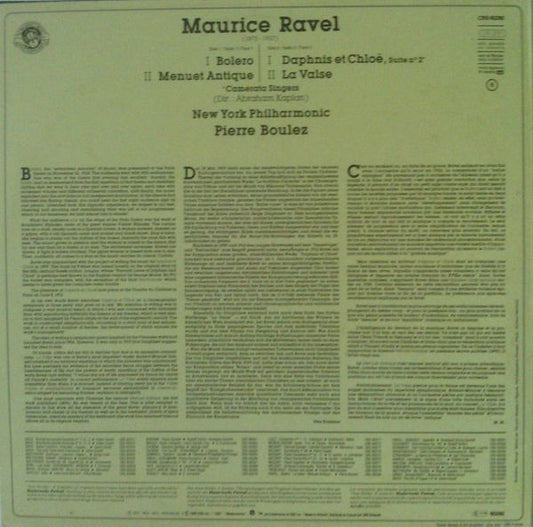 Maurice Ravel - Pierre Boulez, New York Philharmonic : Bolero, La Valse, Menuet Antique, Daphnis Et Chloé (LP, Album)