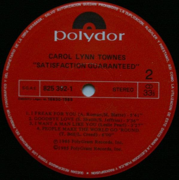 Carol Lynn Townes : Satisfaction Guaranteed (LP, Album)