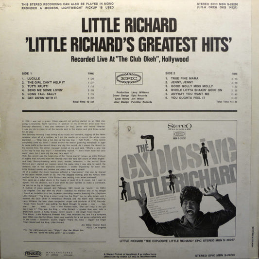 Little Richard : Little Richard's Greatest Hits Recorded Live (LP, Album)