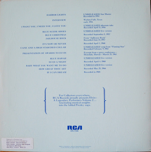 Elvis Presley : A Legendary Performer - Volume 2 (LP, Comp, Gol)