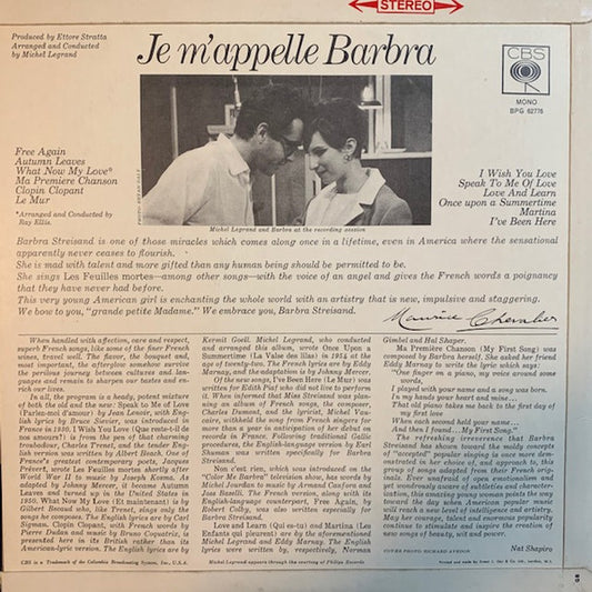 Barbra Streisand : Je M'Appelle Barbra (LP, Album)