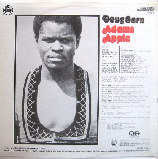 Doug Carn : Adam's Apple (LP, Album, Quad)