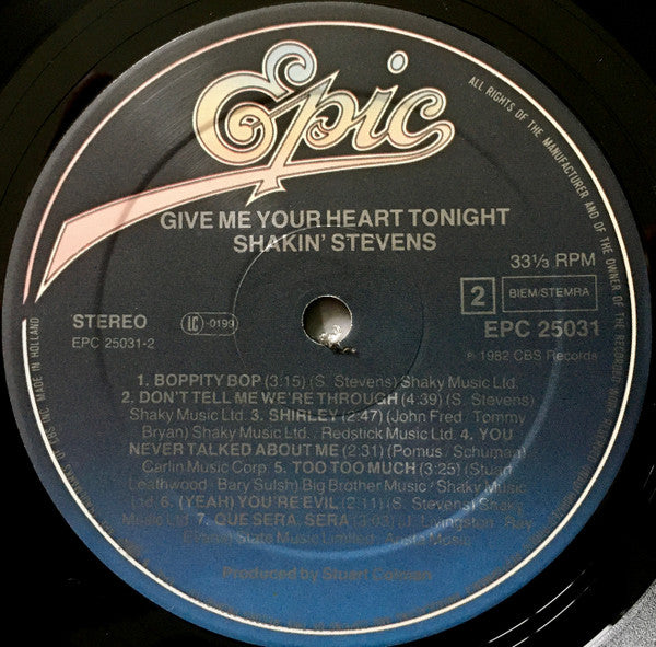 Shakin' Stevens : Give Me Your Heart Tonight (LP, Album)