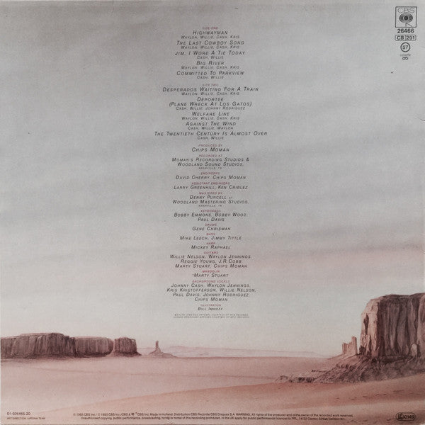 Waylon Jennings, Willie Nelson, Johnny Cash, Kris Kristofferson : Highwayman (LP, Album, RP)