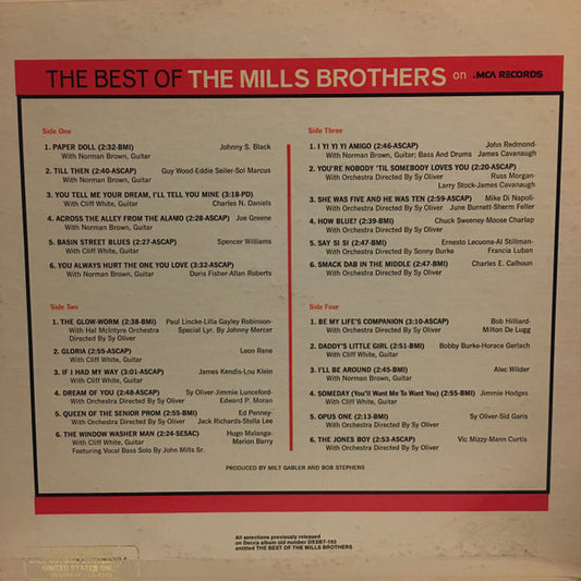 The Mills Brothers : The Best Of The Mills Brothers (2xLP, Comp, RE)
