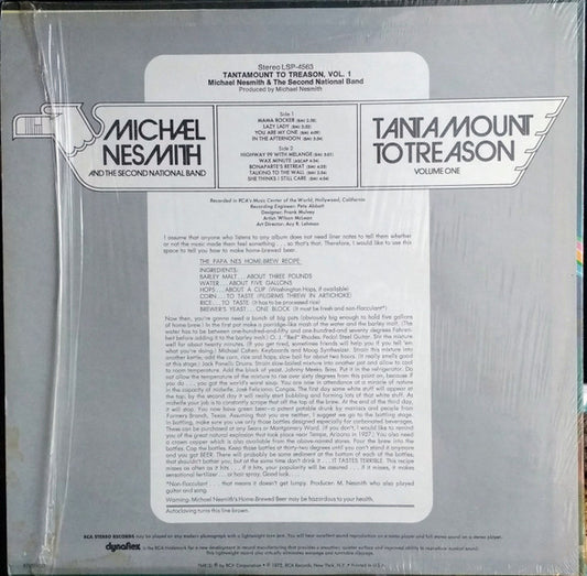 Michael Nesmith & The Second National Band : Tantamount To Treason, Volume One (LP, Album, Hol)