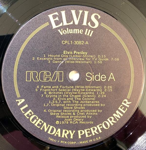 Elvis Presley : A Legendary Performer - Volume 3 (LP, Comp)