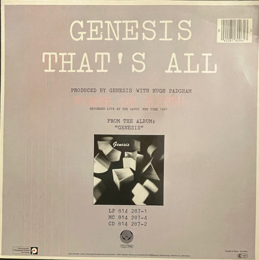 Genesis - That's All (12") (Very Good Plus (VG+)) - Skanderborg Vinyl