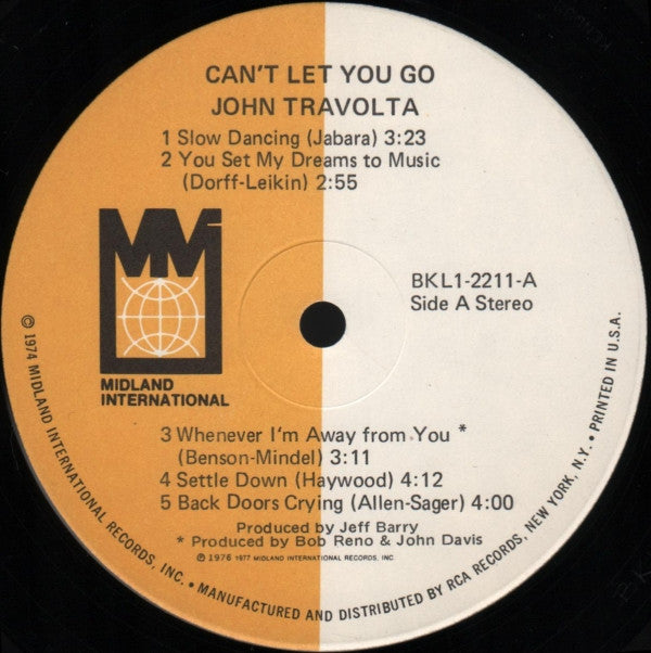 John Travolta : Can't Let You Go (LP, Album)