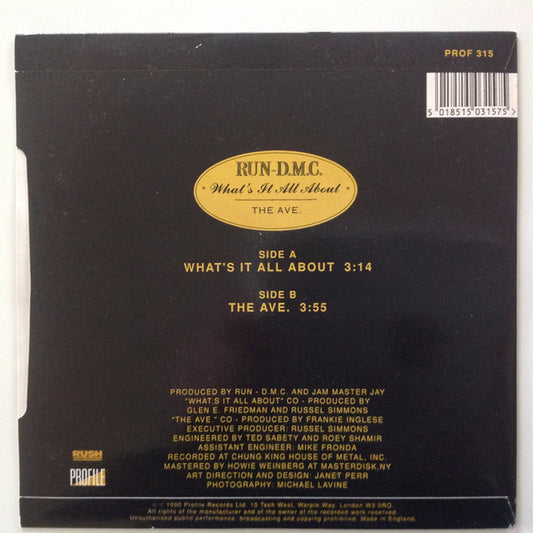 Run-DMC : What's It All About / The Ave. (7", Single)