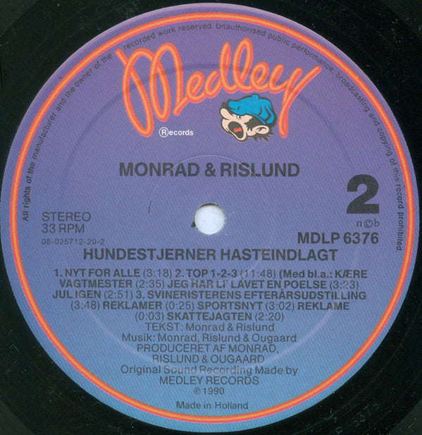 Monrad & Rislund : Hundestjerner Hasteindlagt (LP, Album)