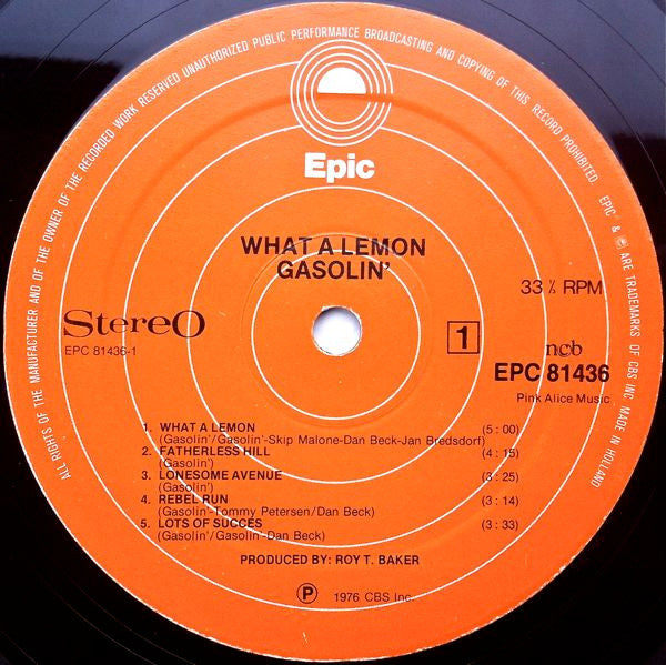 Gasolin' : What A Lemon (LP, Album, Pri)
