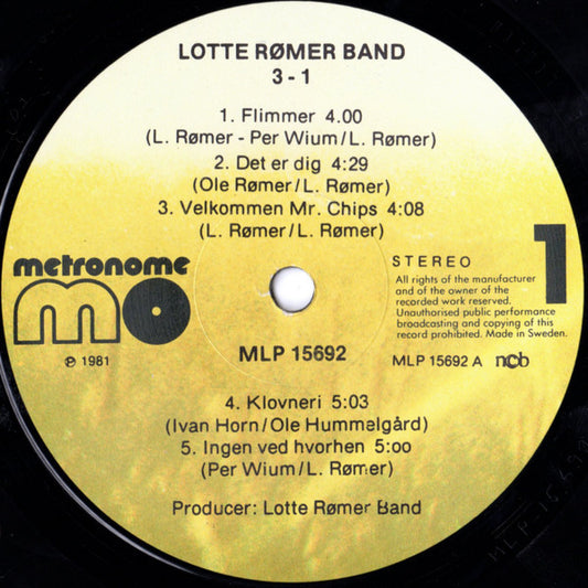 Lotte Rømer Band : 3-1 (LP, Album)