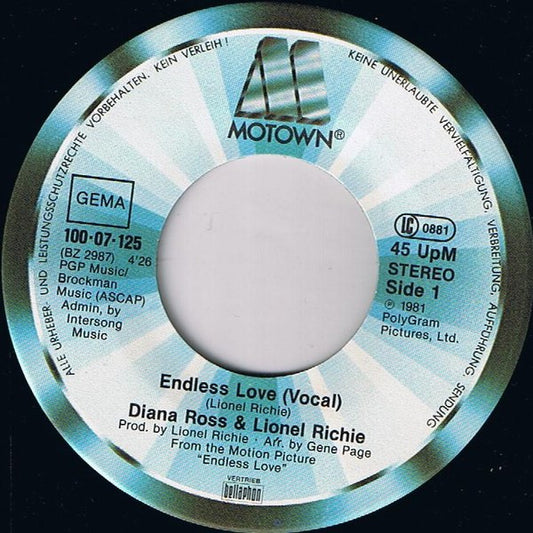 Diana Ross & Lionel Richie : Endless Love (7", Single)