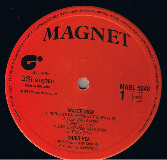 Chris Rea - Water Sign (LP) (Very Good Plus (VG+)) - Skanderborg Vinyl