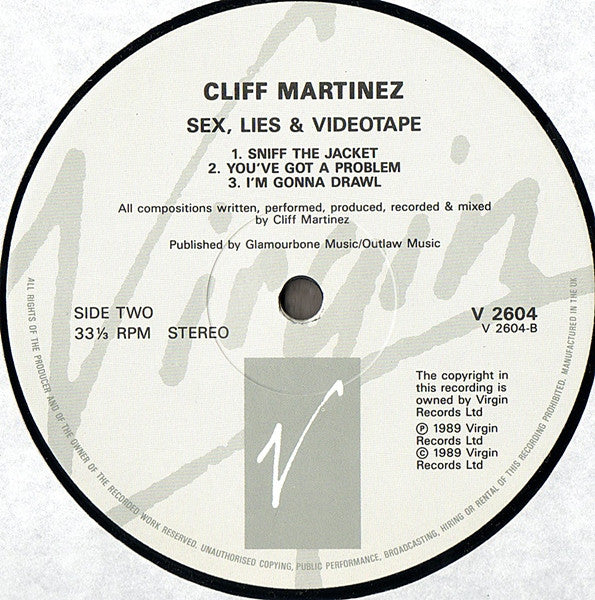 Cliff Martinez - Sex, Lies, And Videotape (Original Motion Picture Soundtrack By Cliff Martinez) (LP) (Very Good Plus (VG+)) - Skanderborg Vinyl