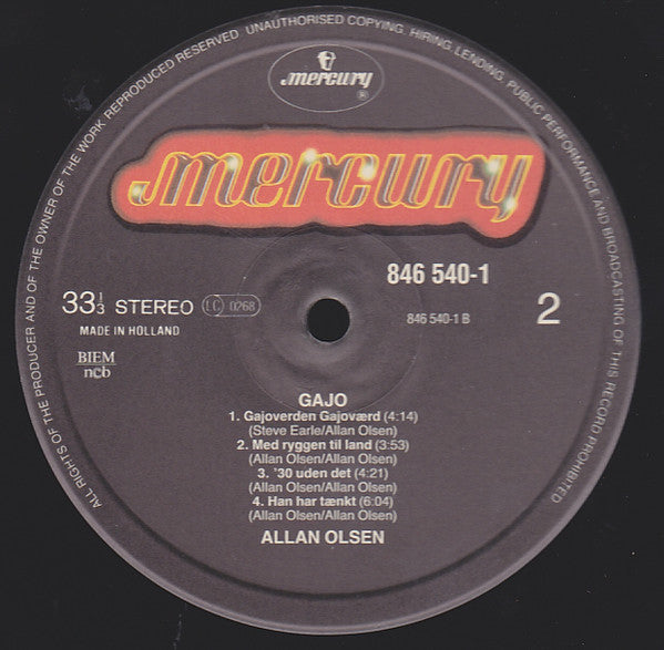Allan Olsen : Gajo (LP, Album)
