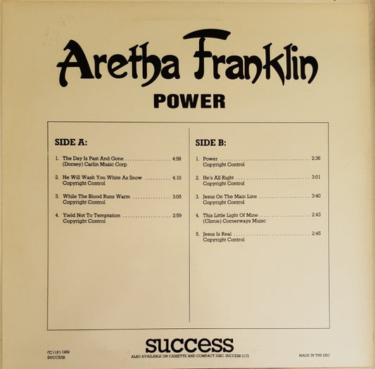 Aretha Franklin - Power (LP) (Very Good Plus (VG+)) - Skanderborg Vinyl
