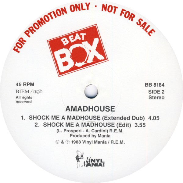 Amadhouse : Shock Me Amadhouse (12", Promo)